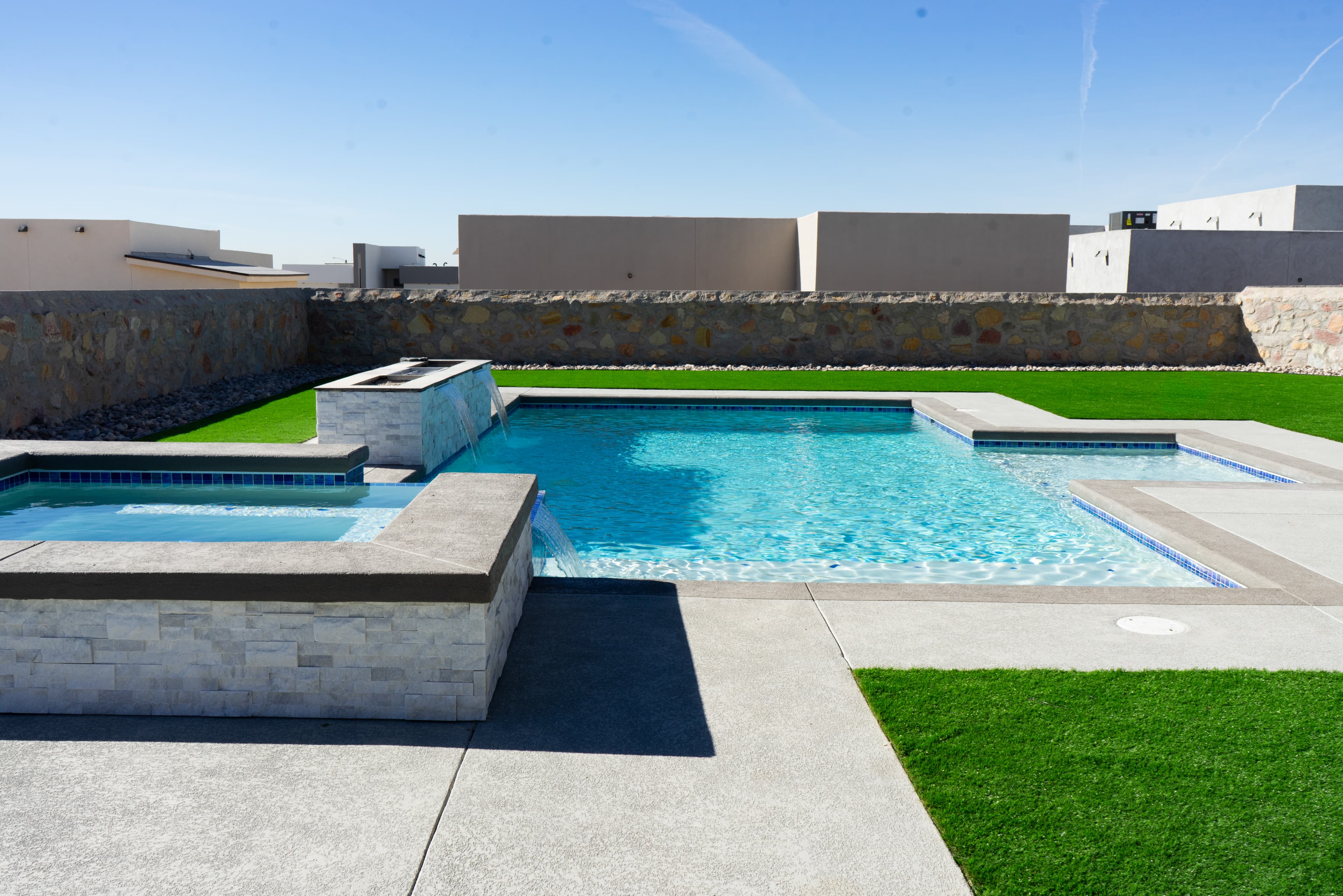 Modern turf backyard